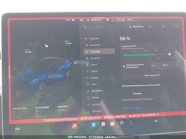7SAYGAEE8PF665249 Tesla Model Y Awd/long Range Dual Motor All-wheel Drive