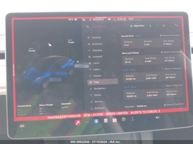 7SAYGAEE8PF665249 Tesla Model Y Awd/long Range Dual Motor All-wheel Drive
