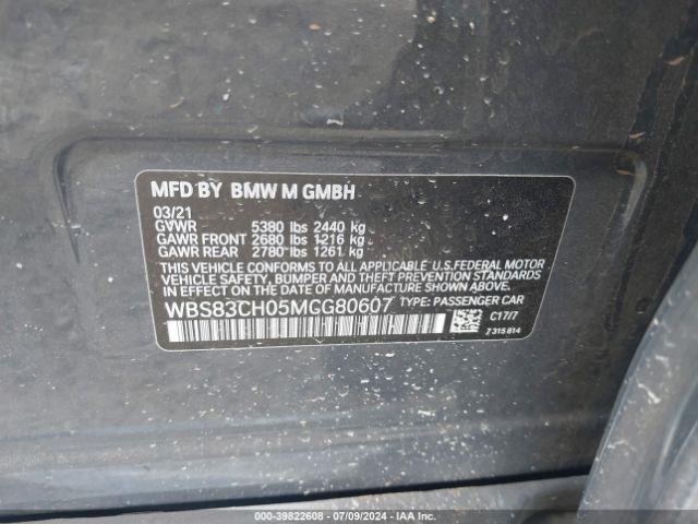 WBS83CH05MCG80607 BMW M5