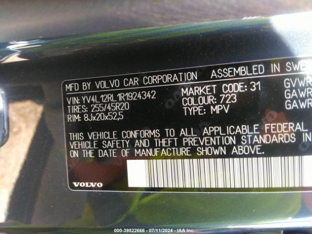 YV4L12RL1R1924342 Volvo Xc60 B5 Plus Dark Theme