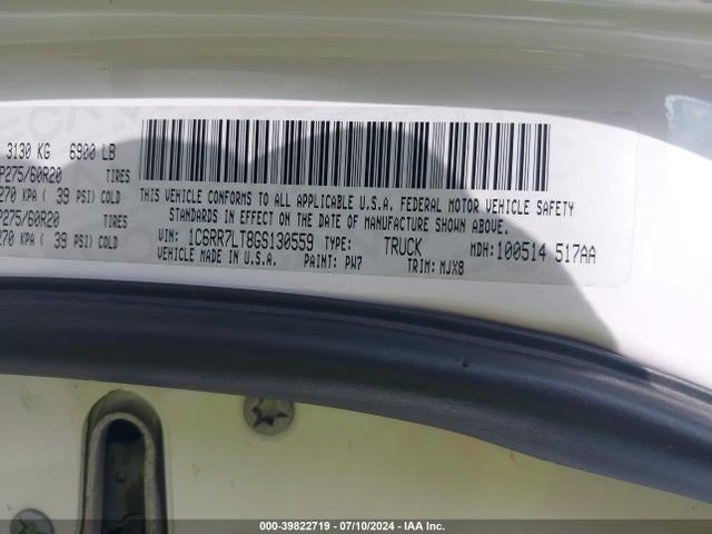 1C6RR7LT8GS130559 RAM 1500 Big Horn