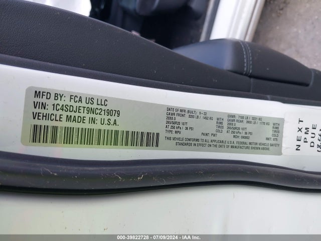 Dodge Durango Citadel Awd 2022 1C4SDJET9NC219079 Image 9