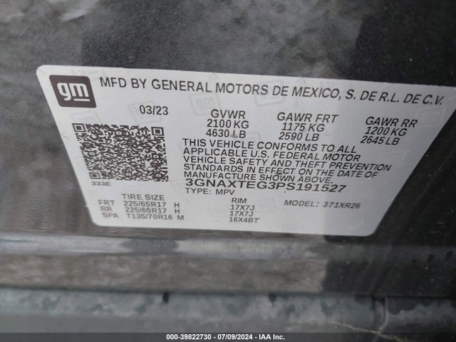 Chevrolet Equinox Awd 2fl 2023 3GNAXTEG3PS191527 Image 9