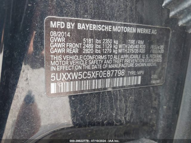 5UXXW5C5XF0E87798 BMW X4 Xdrive35i