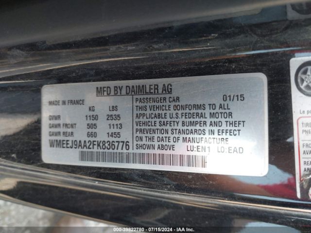 WMEEJ9AA2FK836776 Smart Fortwo Electric Drive Passion