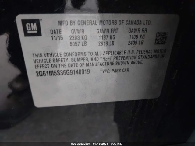 2G61M5S36G9140019 Cadillac Xts Luxury Collection
