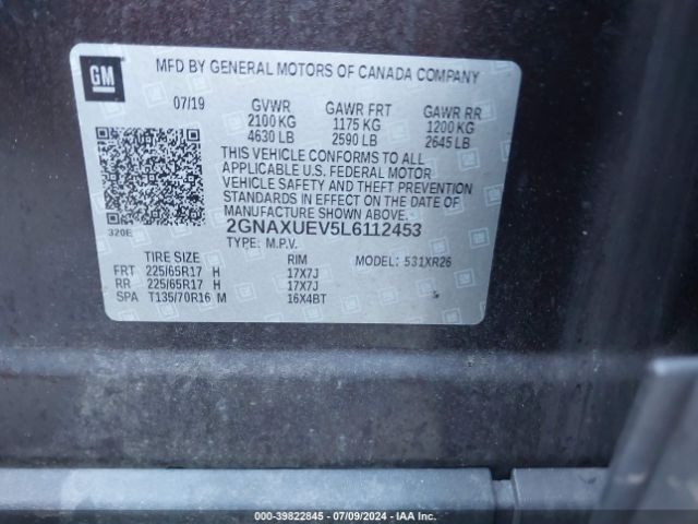 2020 CHEVROLET EQUINOX 2GNAXUEV5L6112453 Photo 8