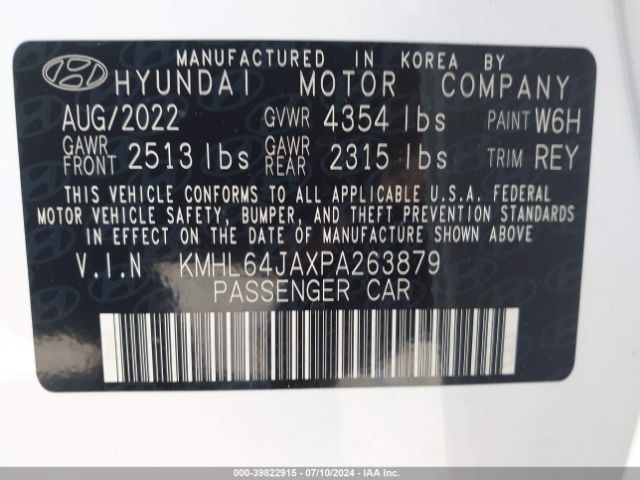 KMHL64JAXPA263879 Hyundai SONATA SEL