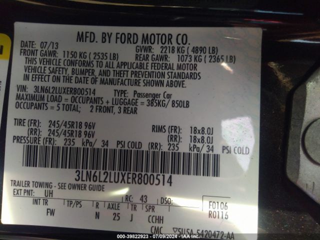3LN6L2LUXER800514 Lincoln MKZ HYBRID