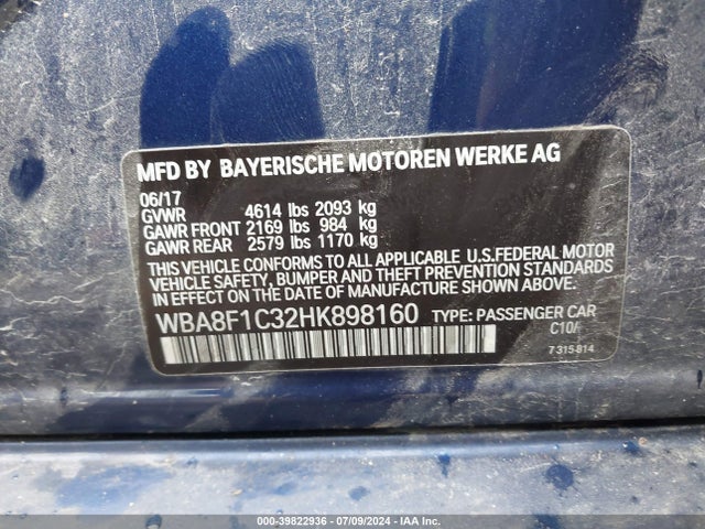 WBA8F1C32HK898160 BMW 328d Xdrive