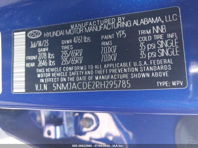 2024 HYUNDAI TUCSON 5NMJACDE2RH295785 Photo 8