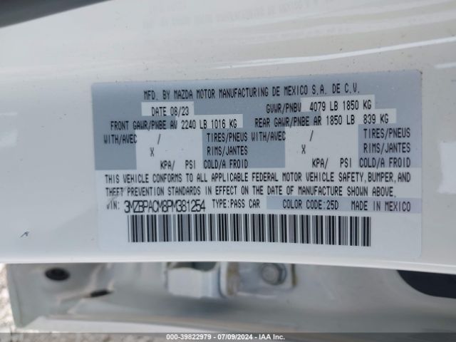 3MZBPACM8PM381254 Mazda Mazda3 2.5 S Preferred