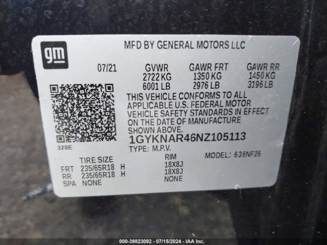 1GYKNAR46NZ105113 Cadillac Xt5 Fwd Luxury
