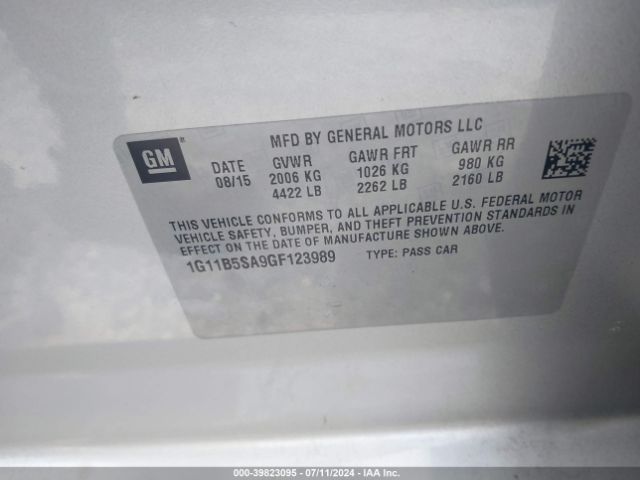 1G11B5SA9GF123989 Chevrolet Malibu Limited Ls