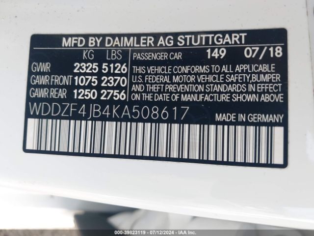 WDDZF4JB4KA508617 Mercedes-Benz E 300