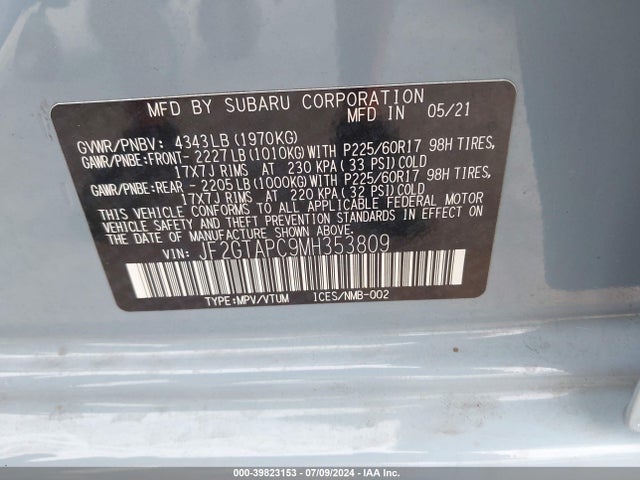 JF2GTAPC9MH353809 Subaru Crosstrek Premium