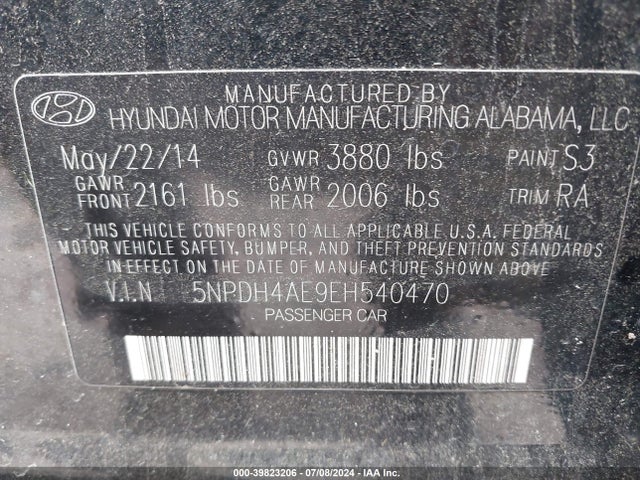 Hyundai ELANTRA SE 2014 5NPDH4AE9EH540470 Image 9