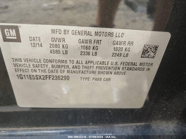Chevrolet Malibu 3lt 2015 1G11E5SX2FF236290 Image 9