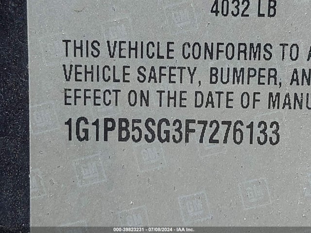 Chevrolet Cruze Ls Manual 2015 1G1PB5SG3F7276133 Image 9