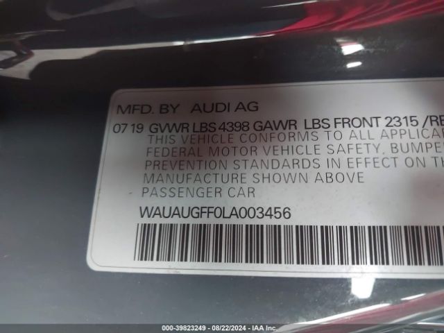 WAUAUGFF0LA003456 Audi A3 Premium 40 Tfsi Front-wheel Drive S Tronic