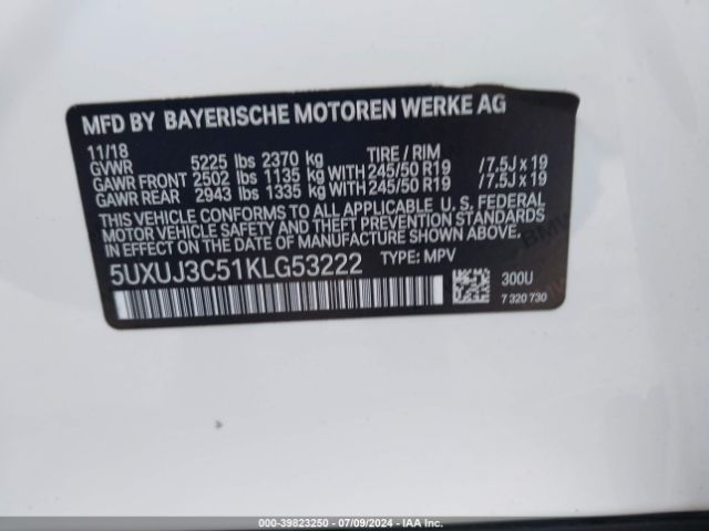 5UXUJ3C51KLG53222 BMW X4 Xdrive30i