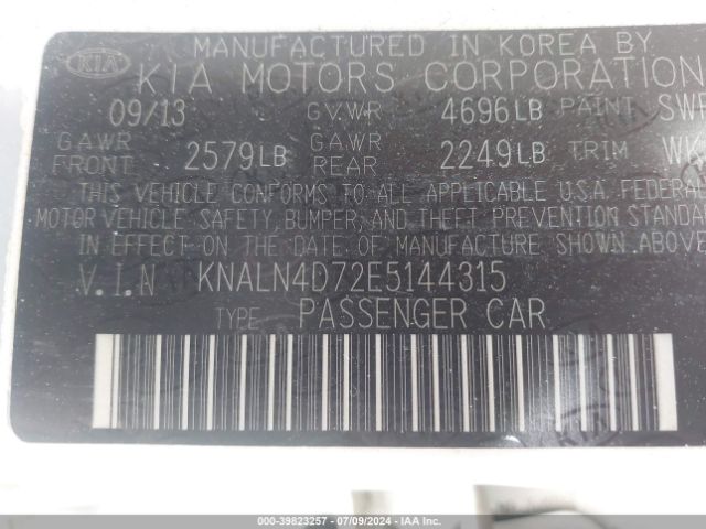 KNALN4D72E5144315 KIA Cadenza Premium