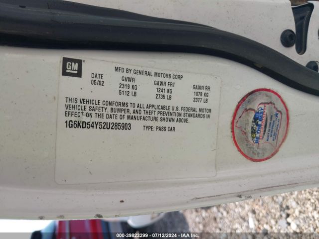 2002 CADILLAC DEVILLE 1G6KD54Y52U285903 Photo 8