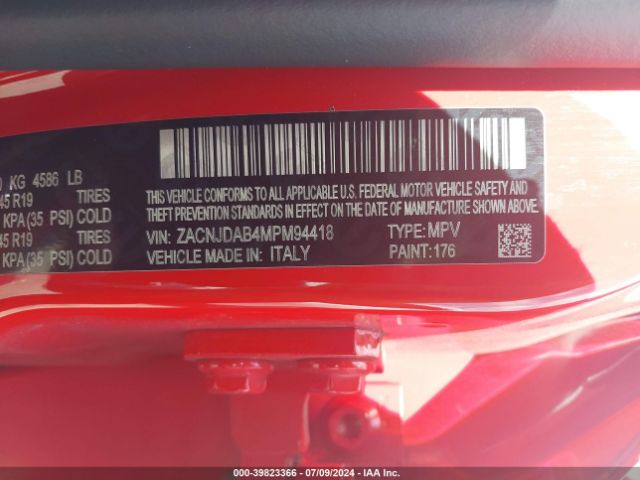 ZACNJDAB4MPM94418 Jeep Renegade Jeepster 4x4