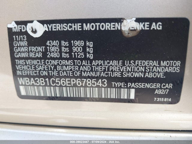 BMW 320i 2014 WBA3B1C56EP678543 Image 9