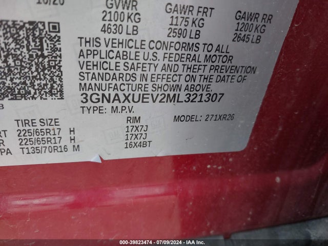 Chevrolet Equinox Awd Lt 2021 3GNAXUEV2ML321307 Image 9