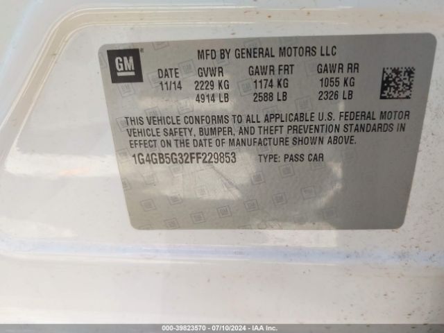 1G4GB5G32FF229853 Buick Lacrosse Leather