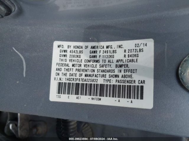 1HGCR3F97EA025832 Honda Accord Touring