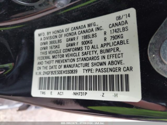 2HGFB2E50EH550839 Honda Civic Lx