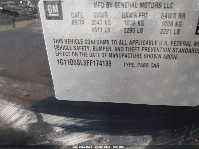 1G11D5SL3FF174138 Chevrolet MALIBU 2LT