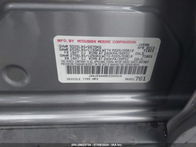 2014 MITSUBISHI OUTLANDER JA4JZ4AX8EZ000516 Photo 8