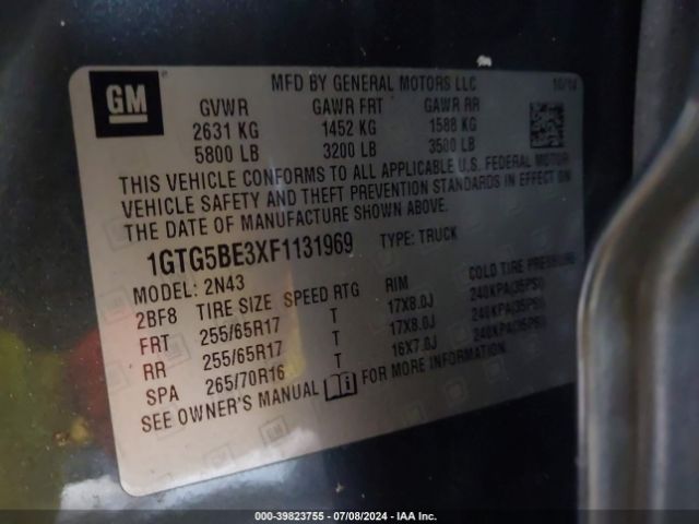1GTG5BE3XF1131969 GMC CANYON SLE