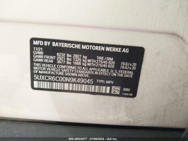 5UXCR6C00N9K49045 BMW X5 Xdrive40i