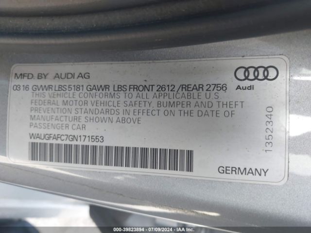 WAUGFAFC7GN171553 Audi A6 2.0t Premium Plus