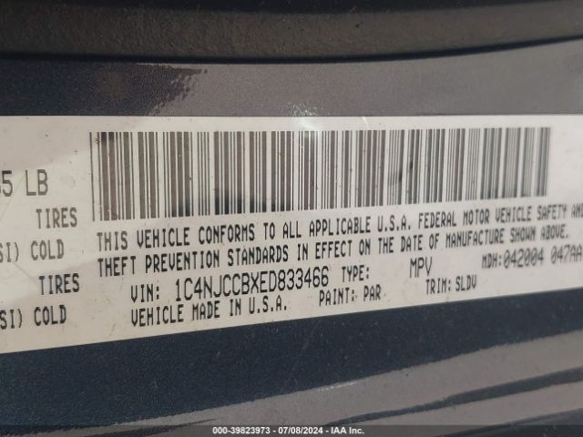 1C4NJCCBXED833466 Jeep Compass Limited