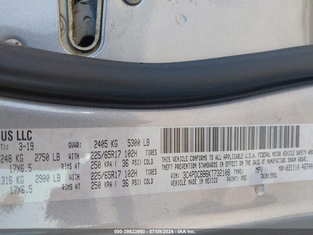 Dodge JOURNEY SE 2019 3C4PDCBB6KT732108 Image 9