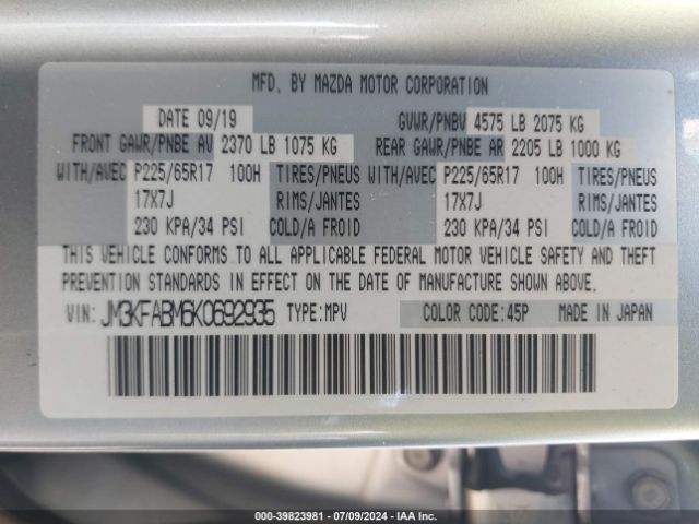 JM3KFABM6K0692935 Mazda CX-5 SPORT