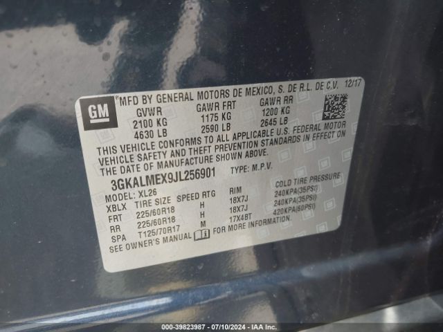 3GKALMEX9JL256901 GMC Terrain Sle