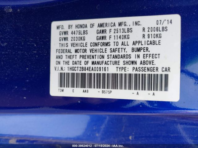 1HGCT2B84EA009161 Honda Accord Ex-l V-6