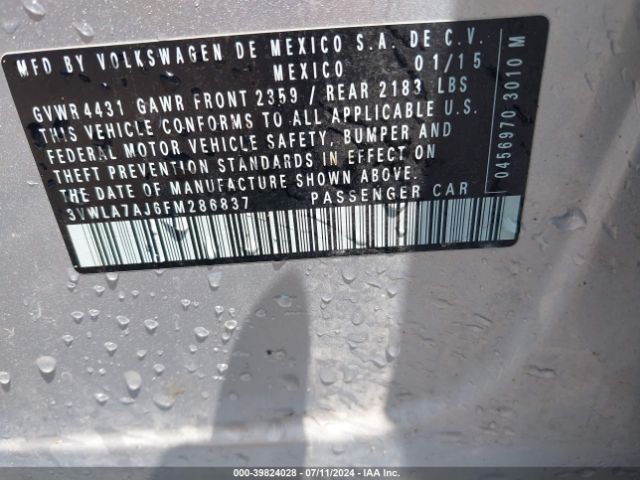 3VWLA7AJ6FM286837 Volkswagen Jetta 2.0l Tdi Se
