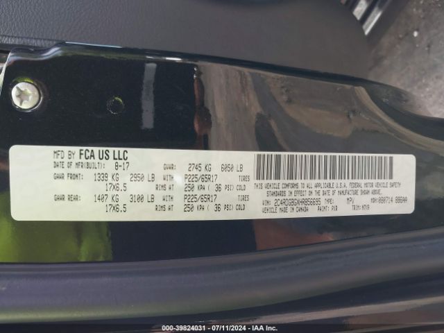 2C4RDGBGXHR856695 Dodge Grand Caravan Se Plus