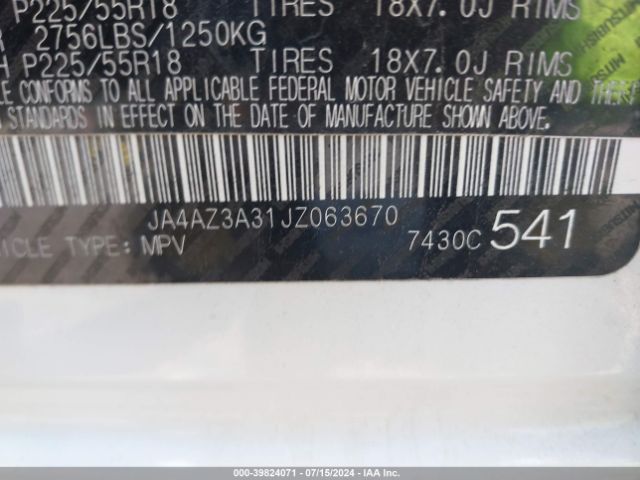 JA4AZ3A31JZ063670 Mitsubishi Outlander Sel