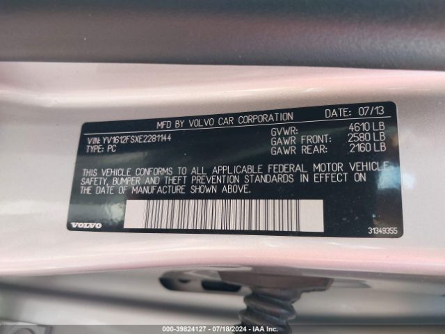 YV1612FSXE2281144 Volvo S60 T5/t5 Platinum/t5 Premier/t5 Premier Plus