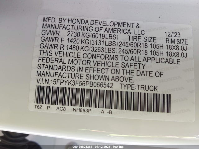 Honda Ridgeline Rtl 2023 5FPYK3F56PB066542 Image 9