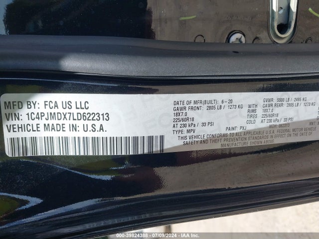 1C4PJMDX7LD622313 Jeep Cherokee Limited 4x4