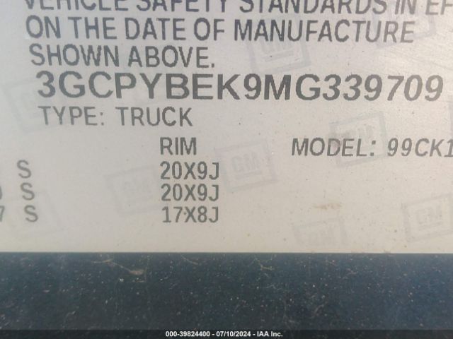 3GCPYBEK9MG339709 Chevrolet Silverado 1500 Custom